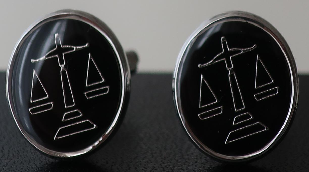 Scales of Justice Silver on Black Links